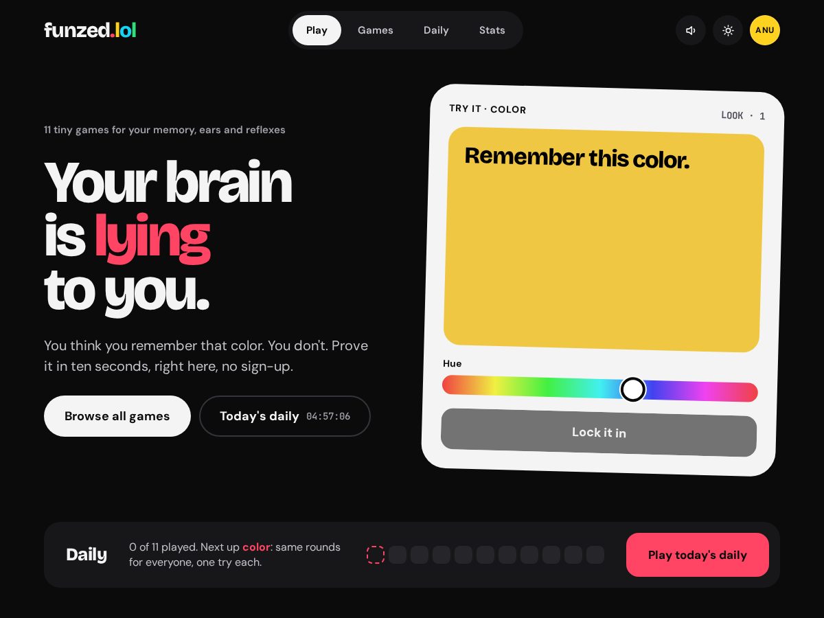 Landing-page snapshot of funzed.lol