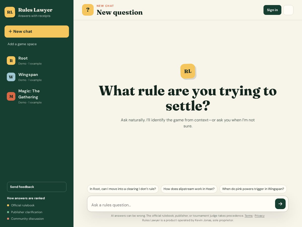 Landing-page snapshot of gameruleslawyer.com