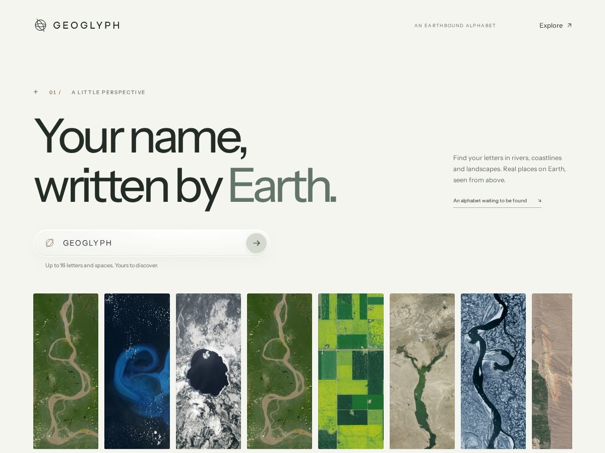 Landing-page snapshot of geoglyph.world