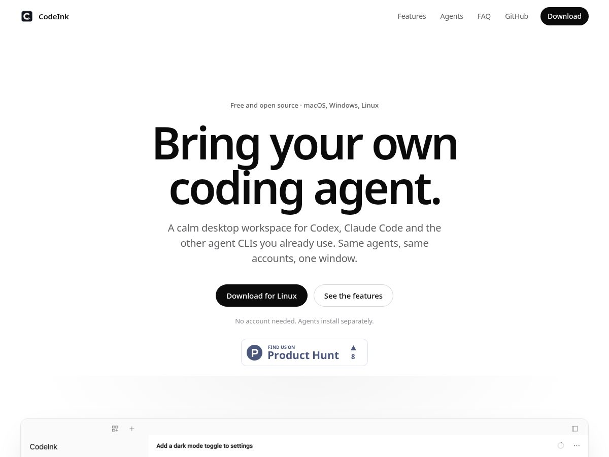 Landing-page snapshot of getcode.ink