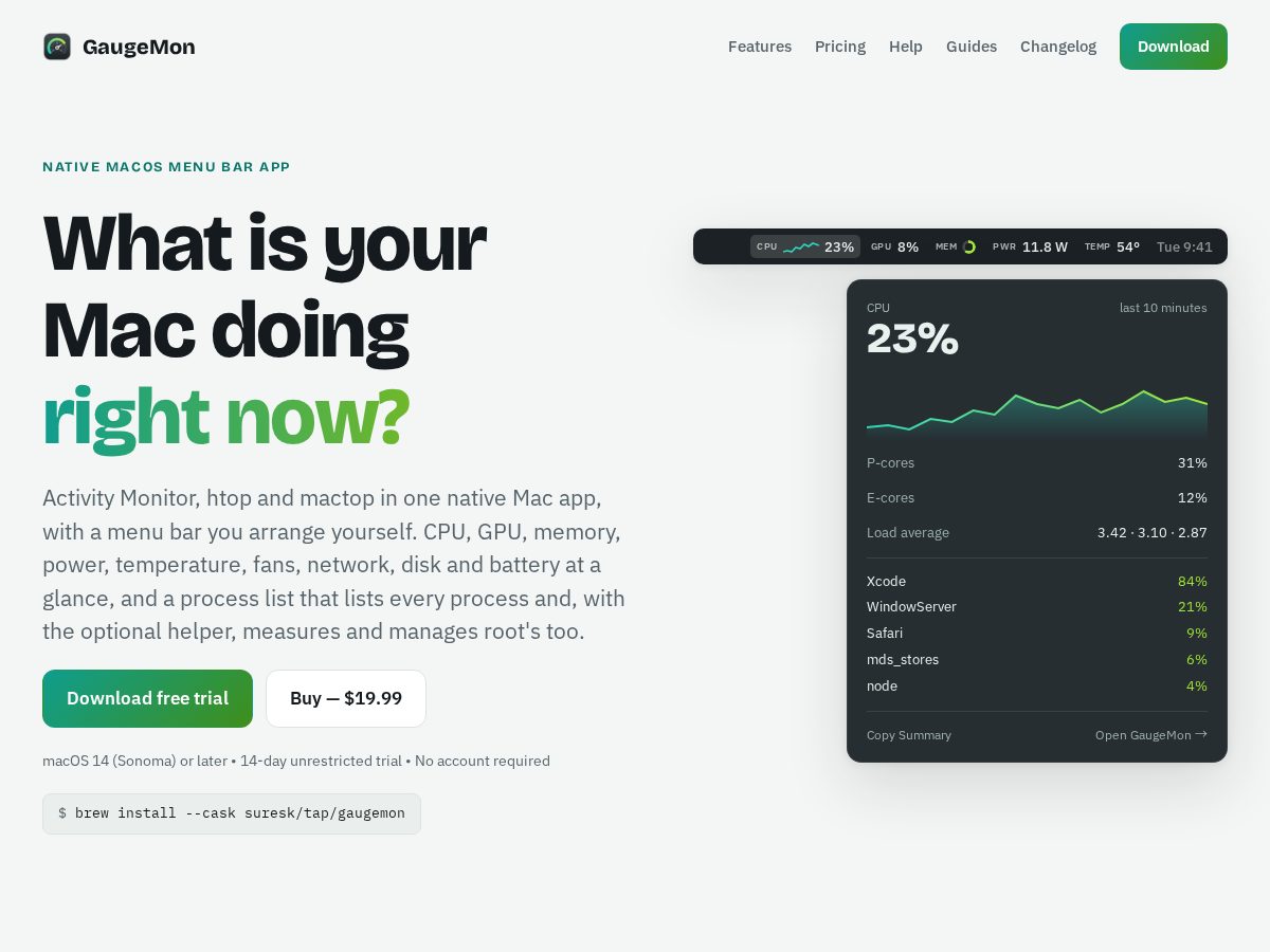 Landing-page snapshot of getgaugemon.com