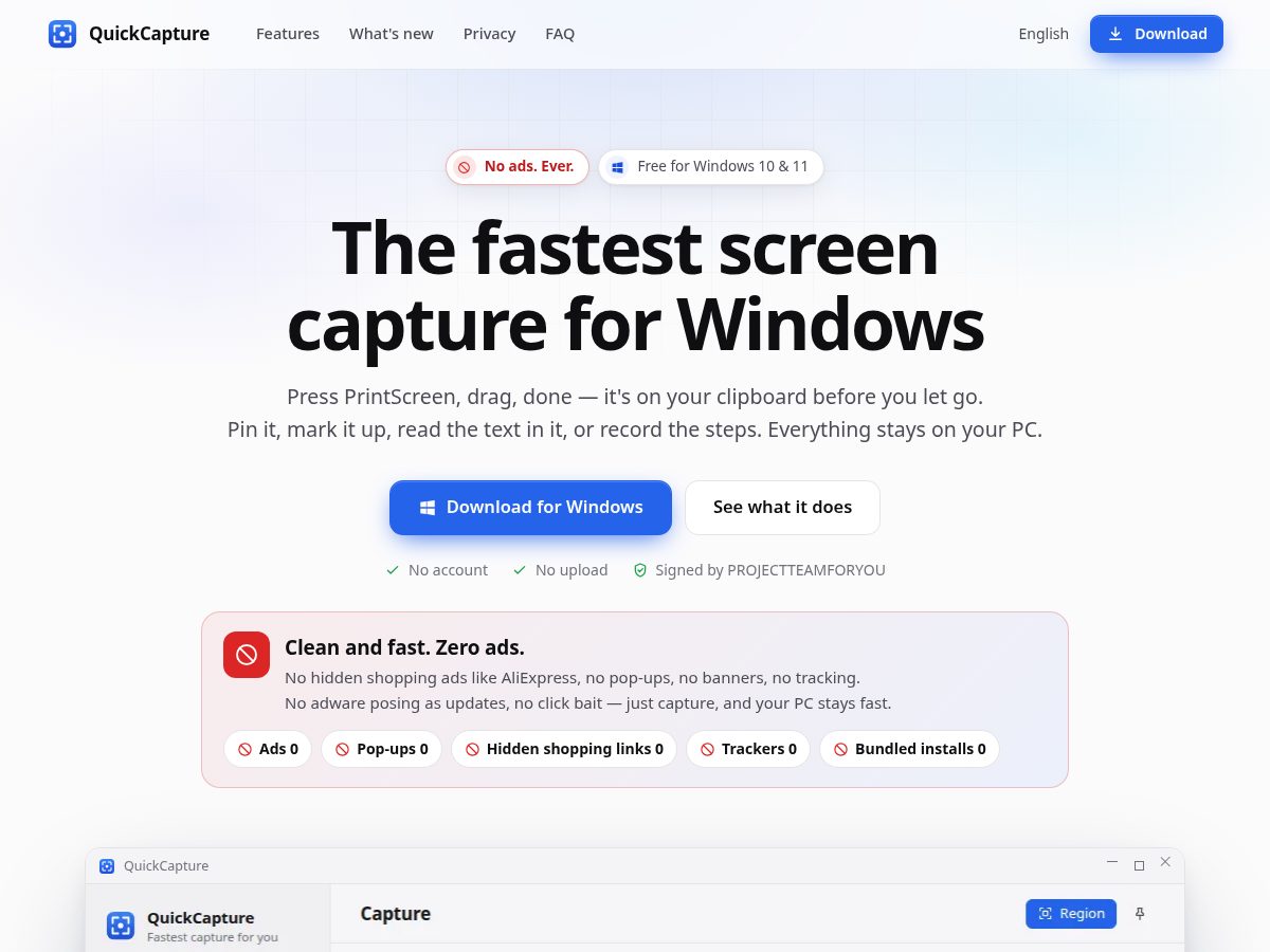 Landing-page snapshot of getquickcapture.com