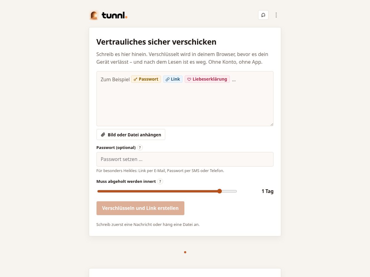 Landing-page snapshot of gettunnl.com