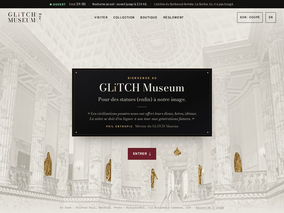 Landing-page snapshot of glitchmuseum.org