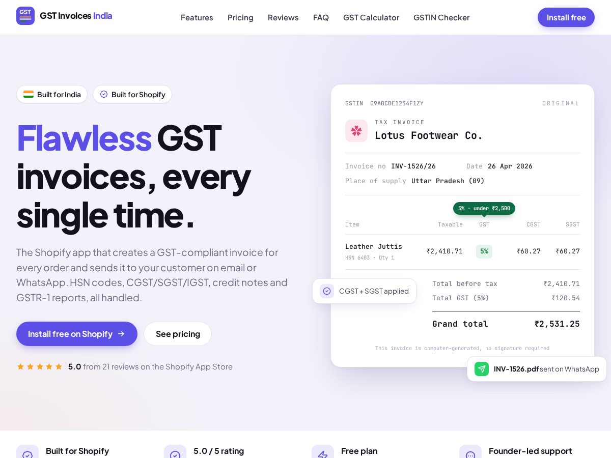 Landing-page snapshot of gstinvoicesindia.com