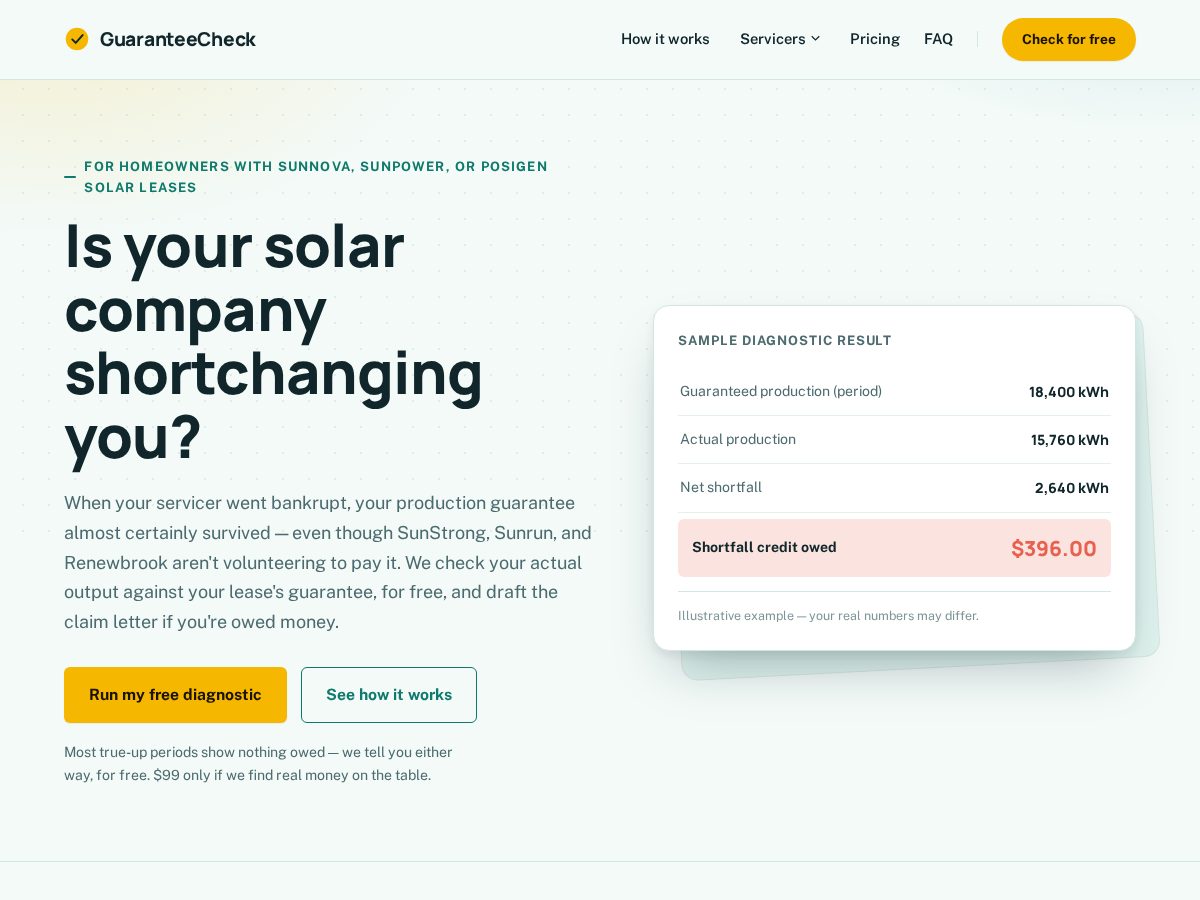 Landing-page snapshot of guaranteecheck.org