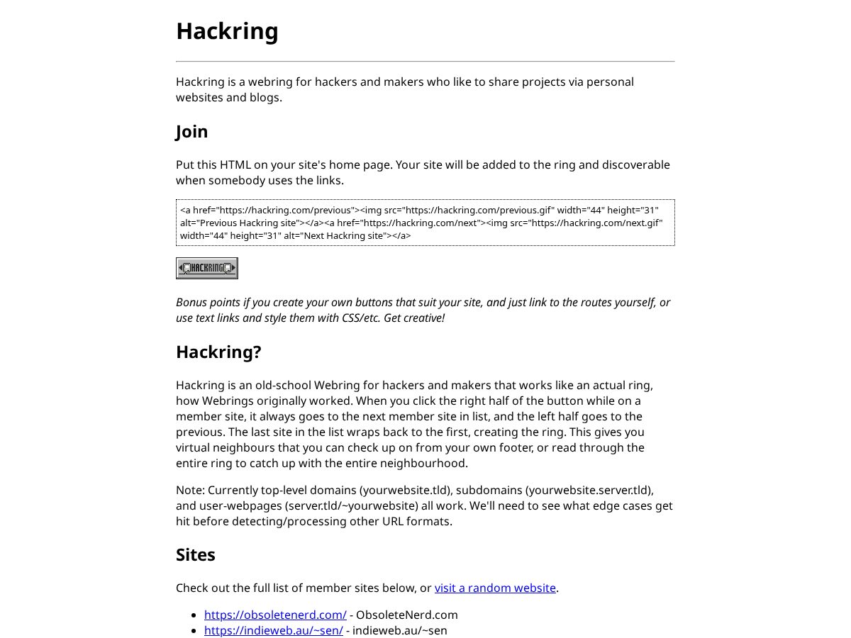 Landing-page snapshot of hackring.com