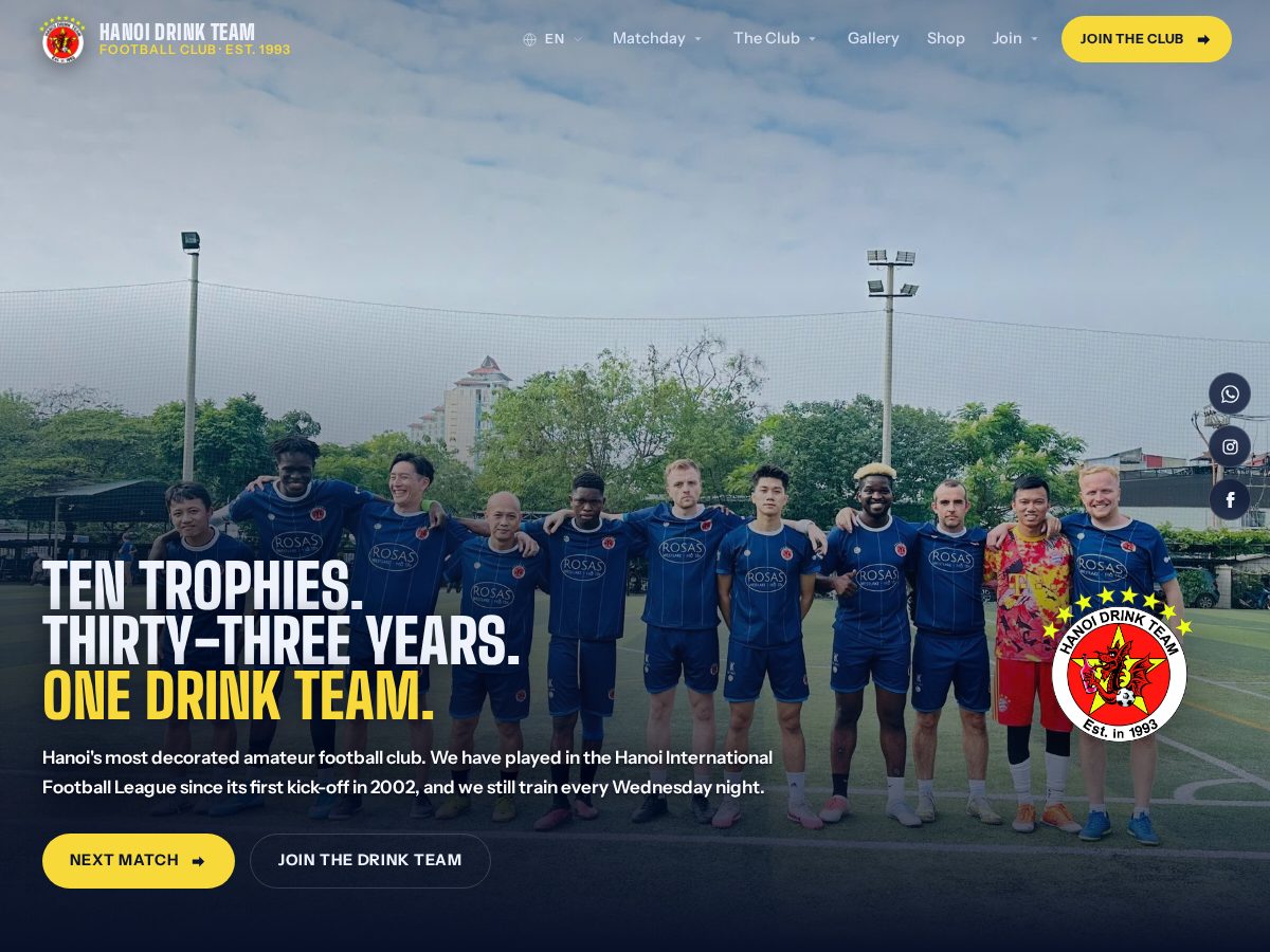 Landing-page snapshot of hanoidrinkteam.com