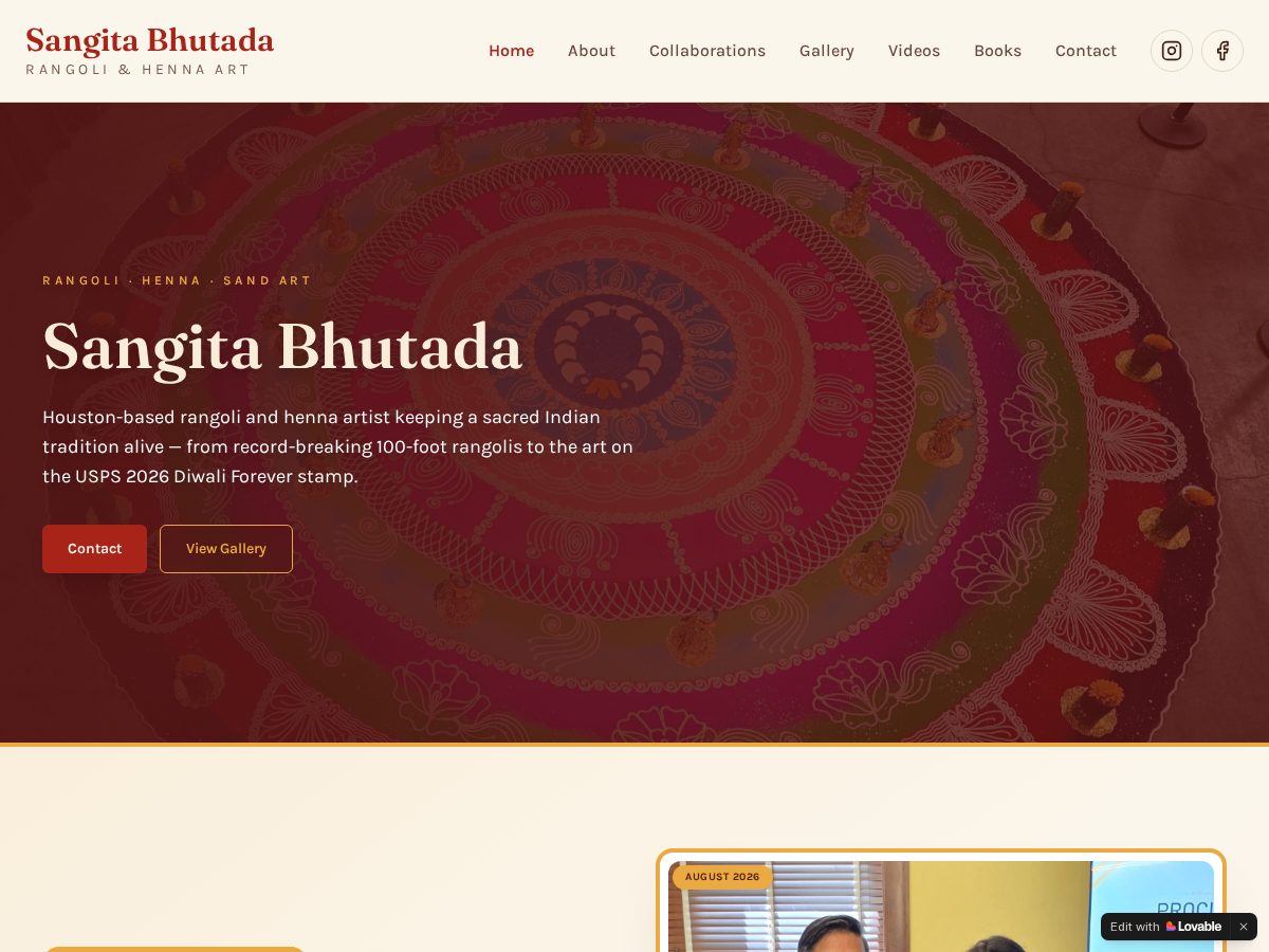 Landing-page snapshot of heenarangoliart.com