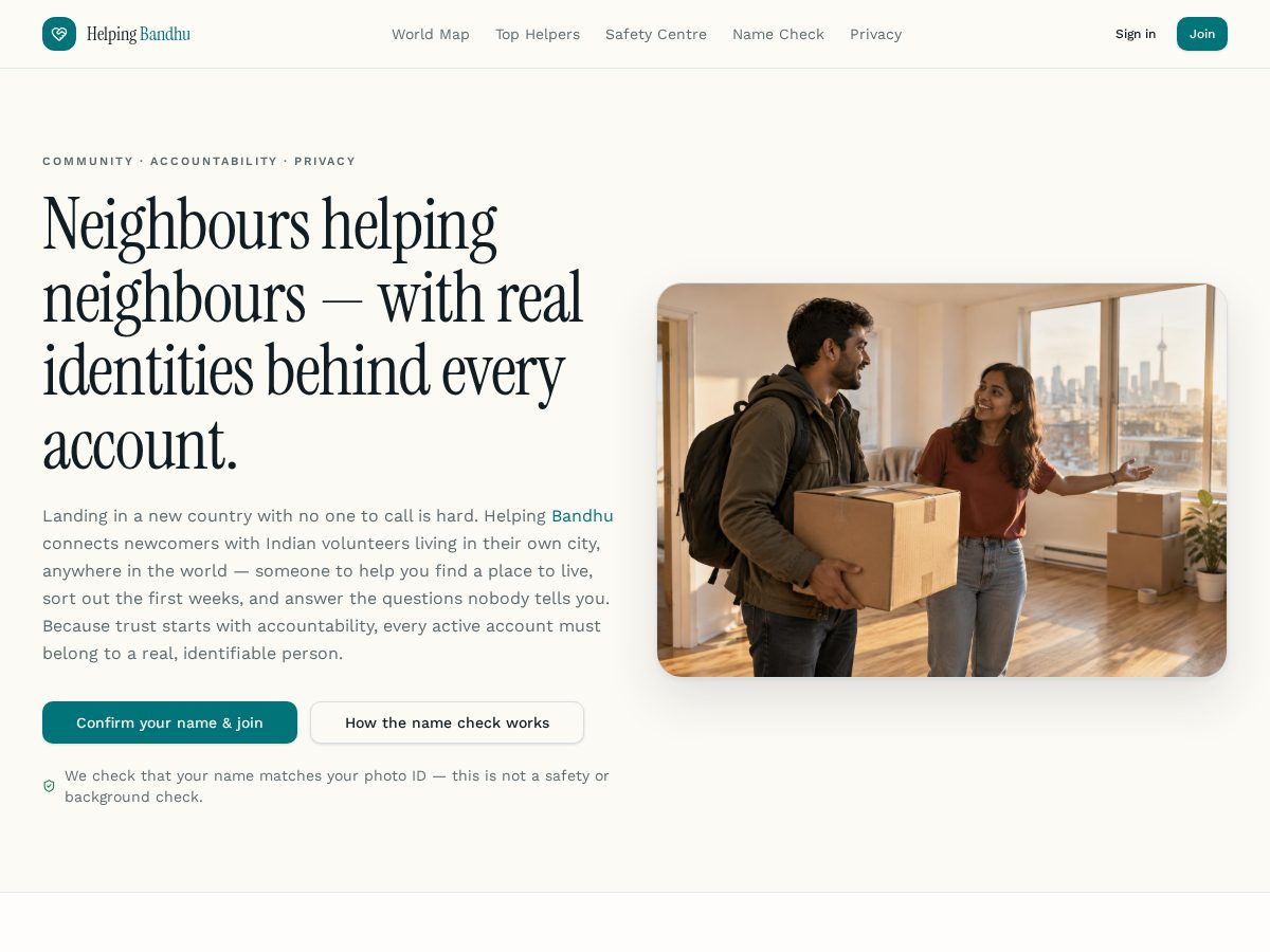 Landing-page snapshot of helpingbandhu.com