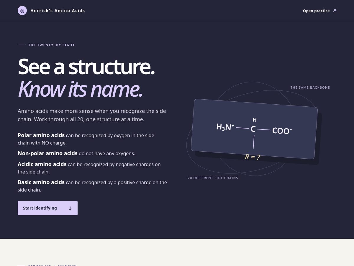 Landing-page snapshot of herricksaminoacids.com