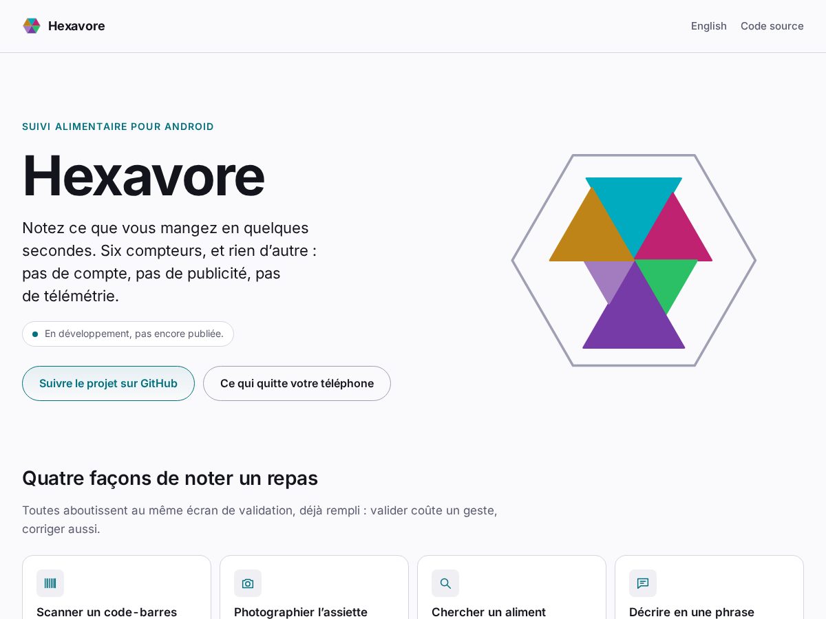 Landing-page snapshot of hexavore.app