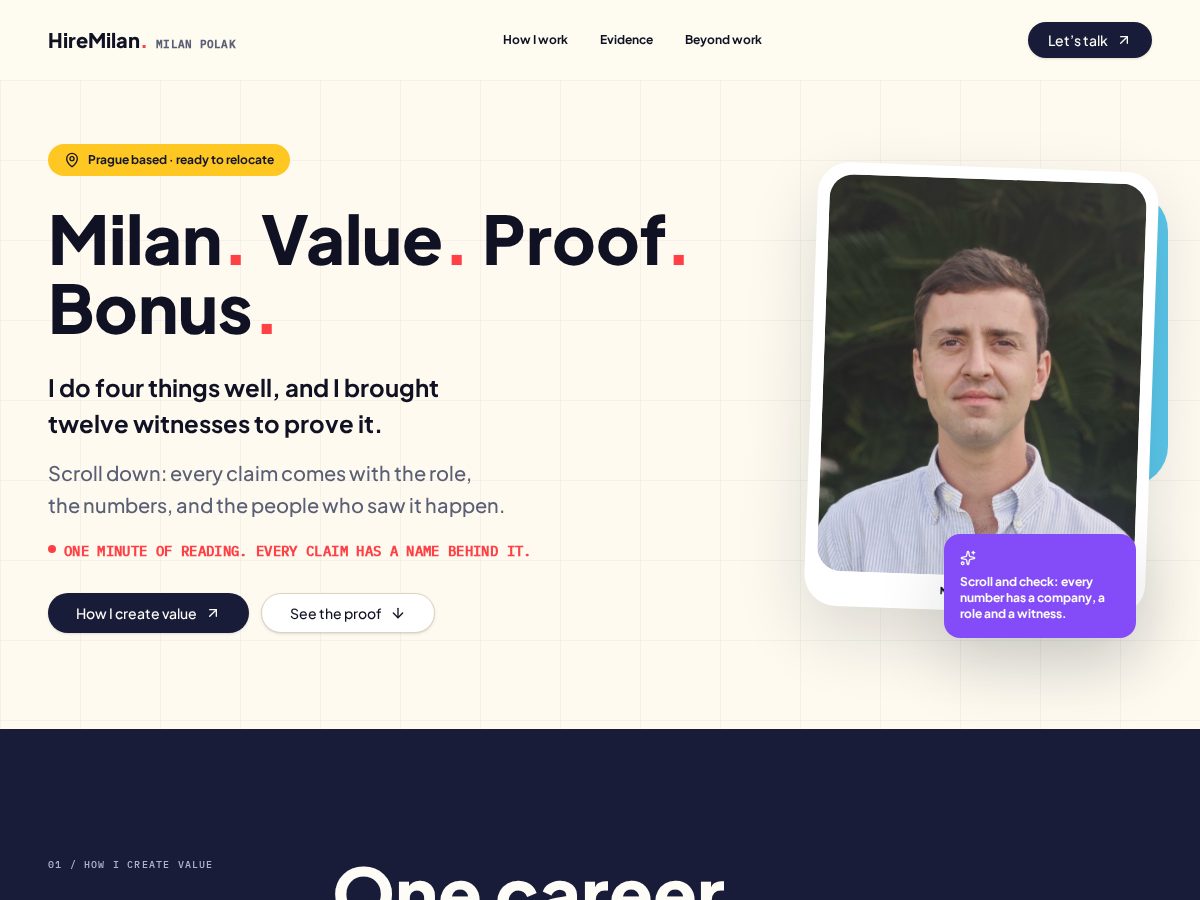 Landing-page snapshot of hiremilan.com