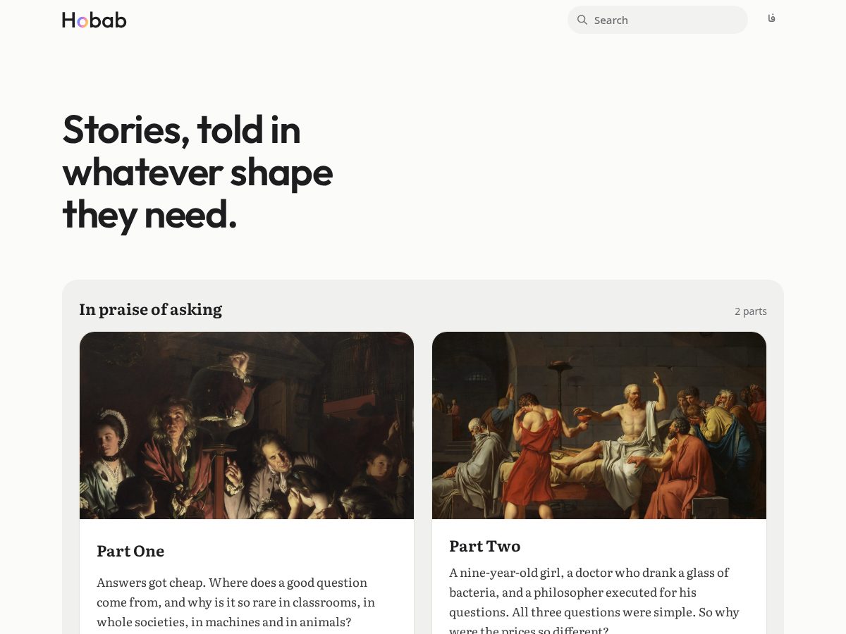 Landing-page snapshot of hobab.ink