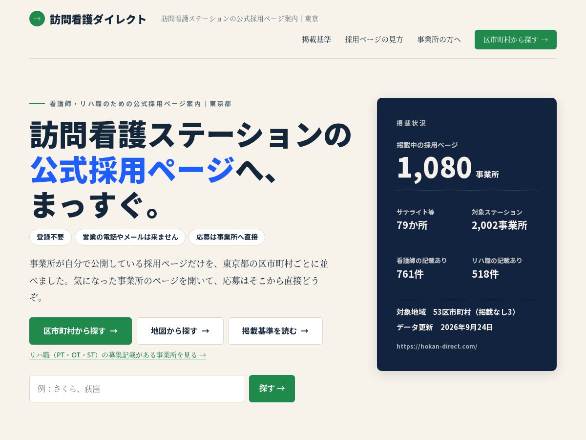 Landing-page snapshot of hokan-direct.com