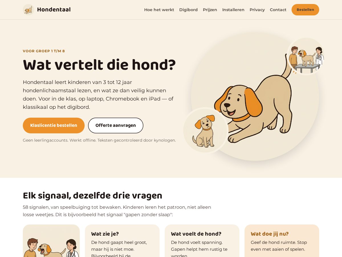 Landing-page snapshot of hondentaal.online