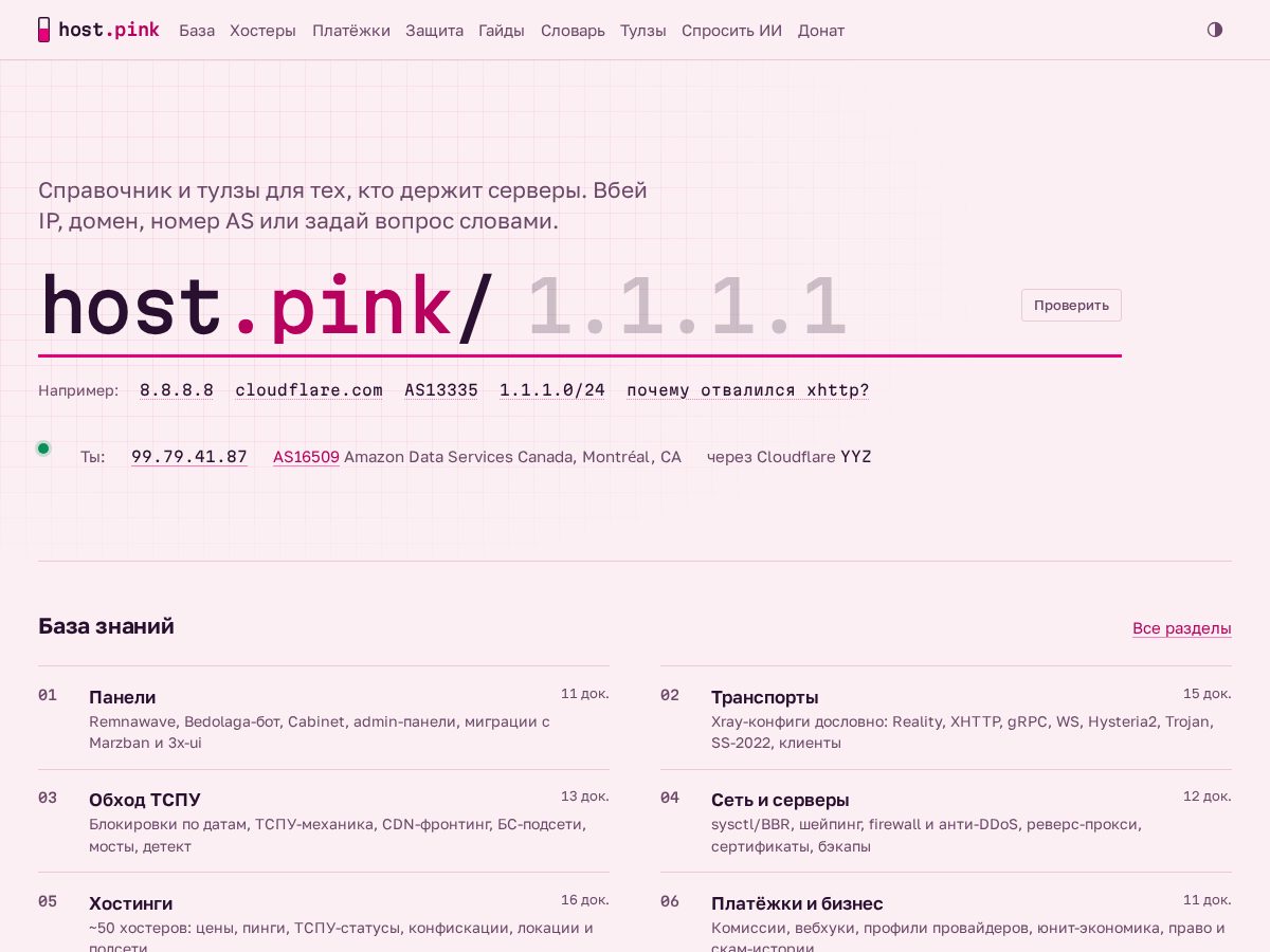 Landing-page snapshot of host.pink
