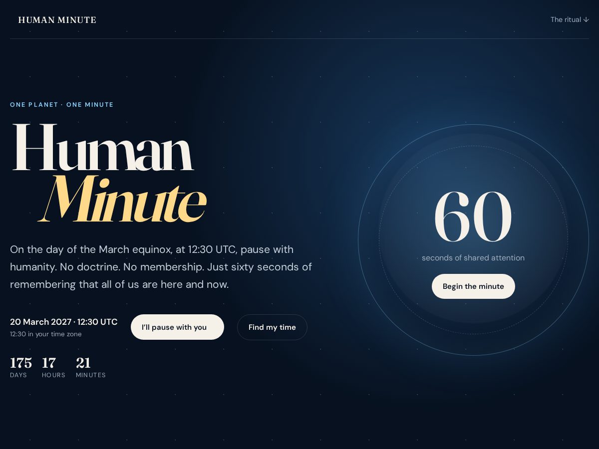 Landing-page snapshot of humanminute.org