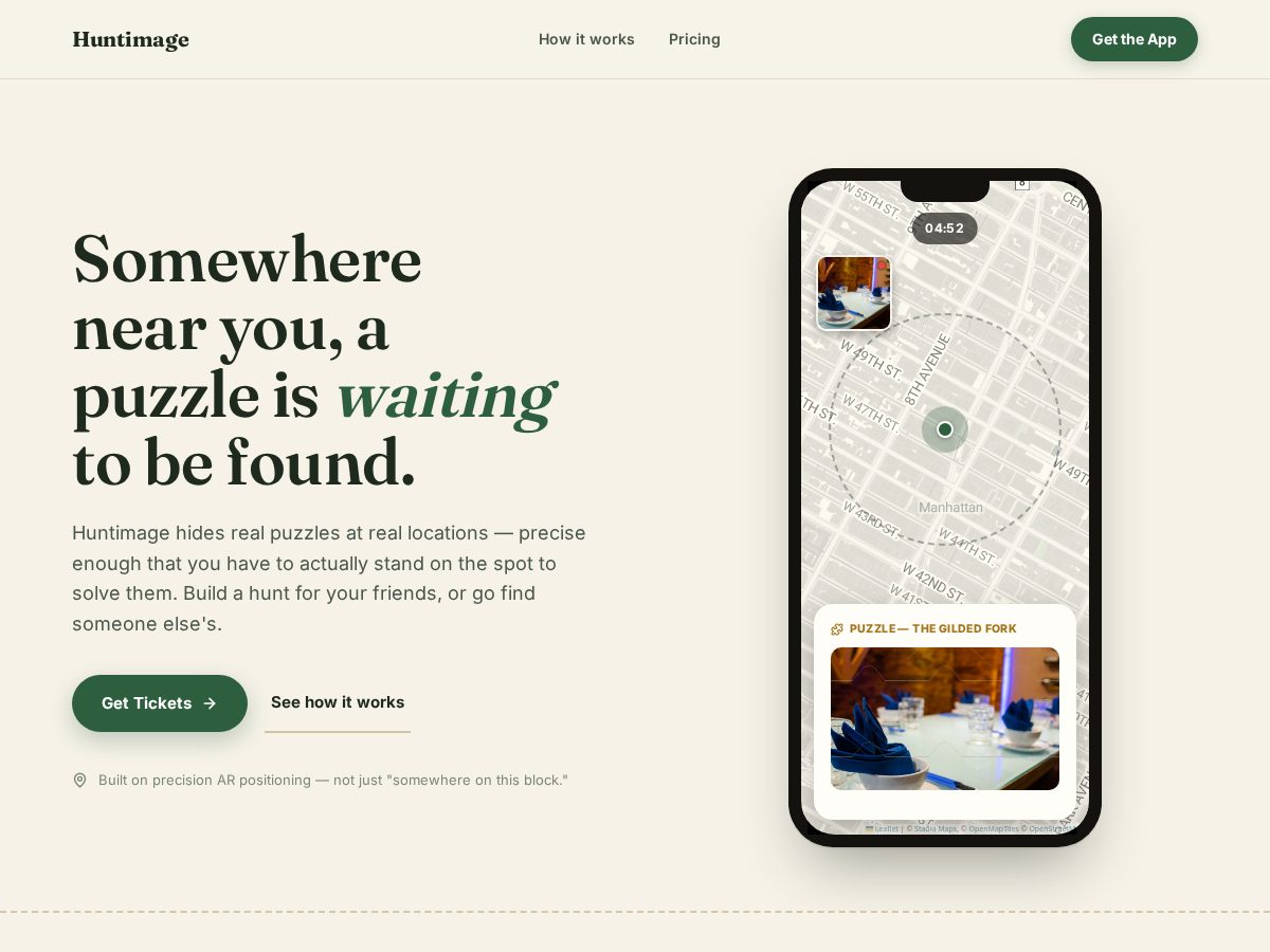 Landing-page snapshot of huntimage.com