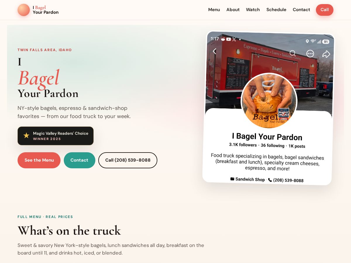 Landing-page snapshot of ibagelyourpardon.com