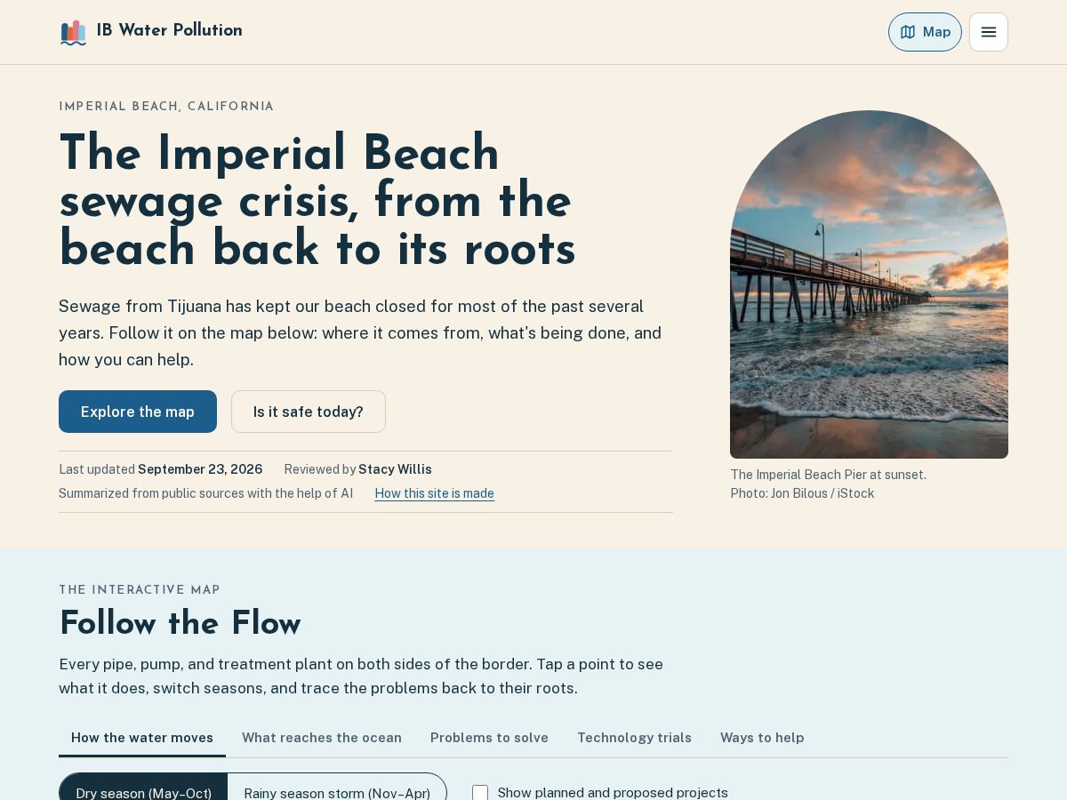 Landing-page snapshot of ibwaterpollution.com
