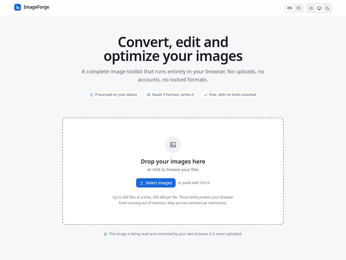 Landing-page snapshot of imageforge.work