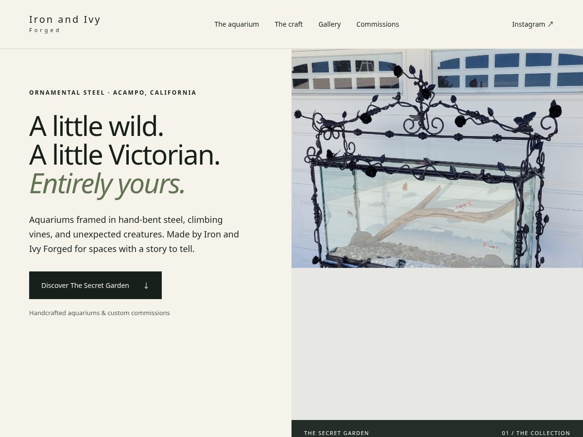 Landing-page snapshot of ironandivyforged.com