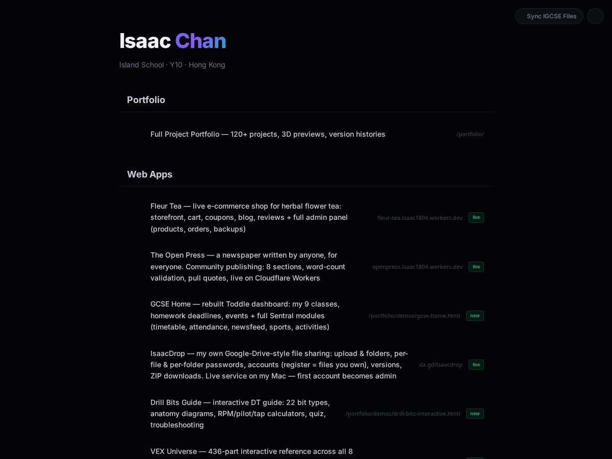 Landing-page snapshot of isaac1804.com
