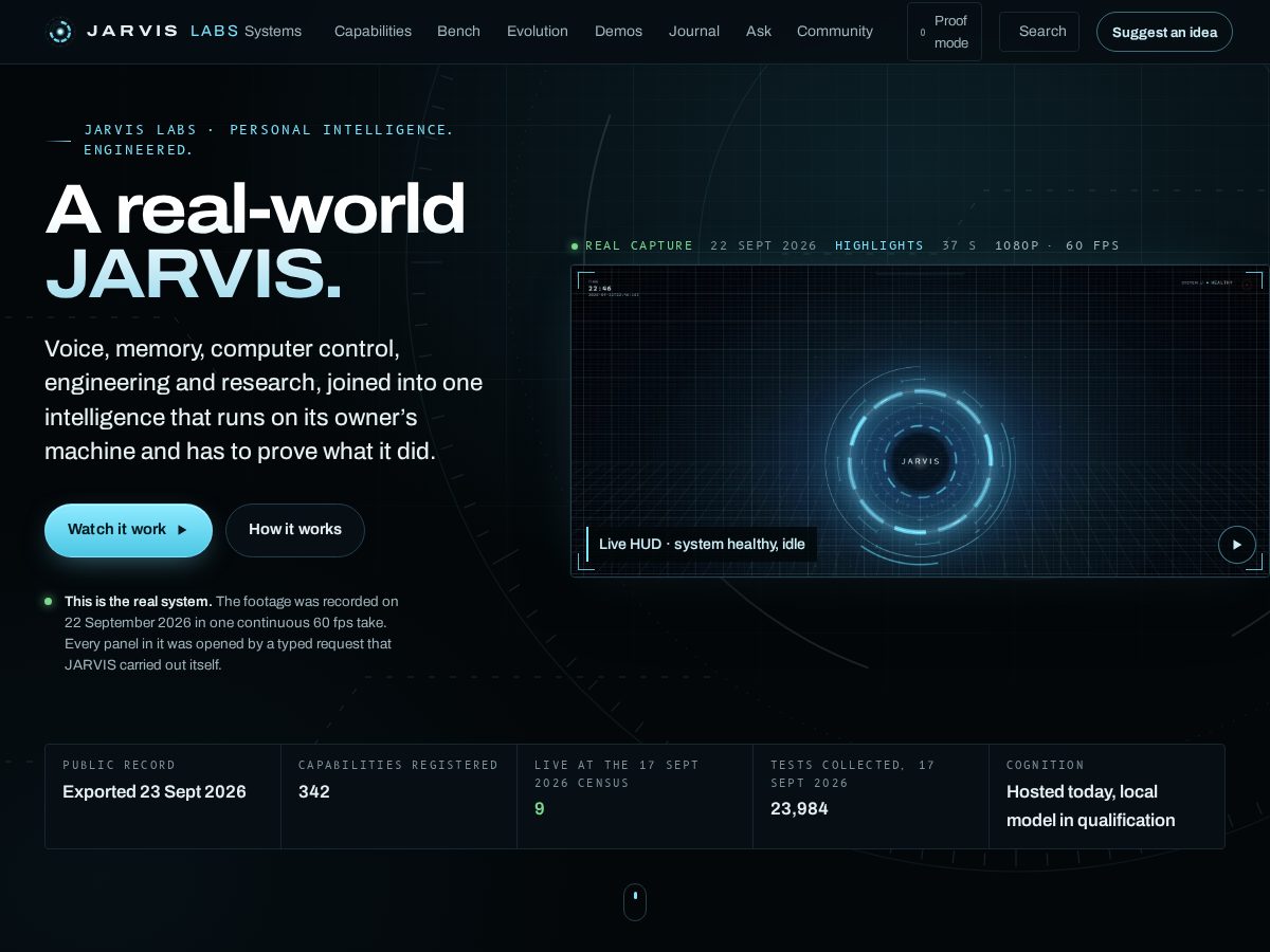 Landing-page snapshot of jarvisorigin.com