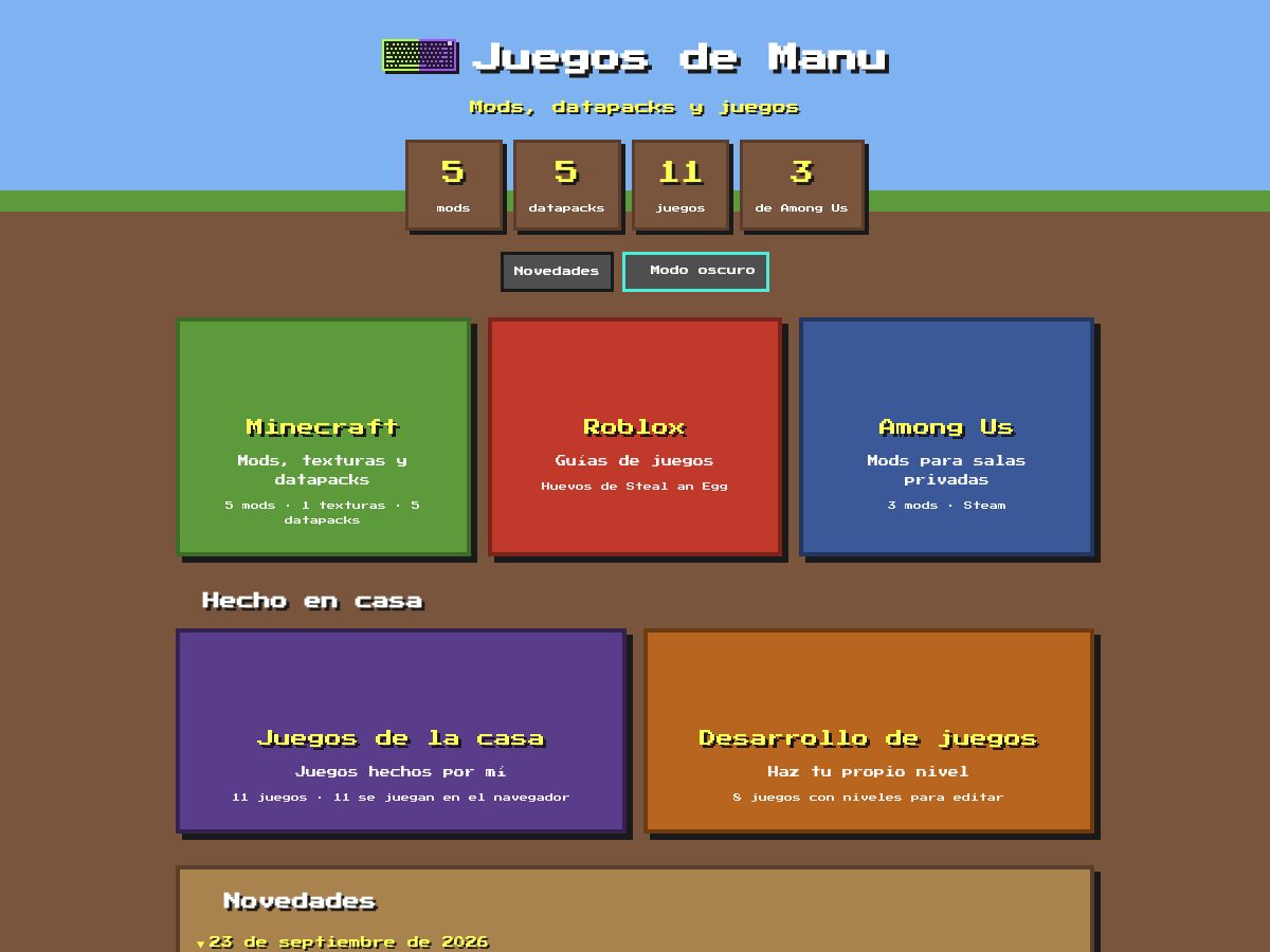 Landing-page snapshot of juegosdemanu.com