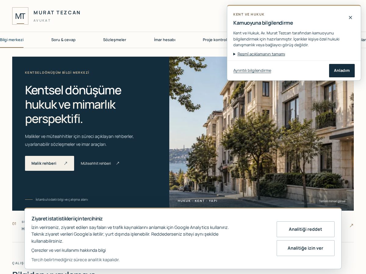 Landing-page snapshot of kentvehukuk.com