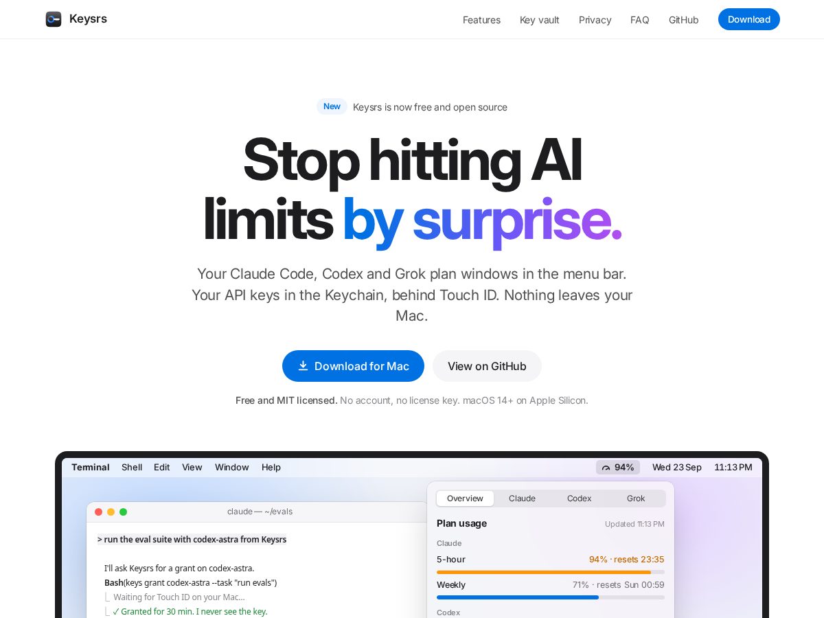 Landing-page snapshot of keysrs.com