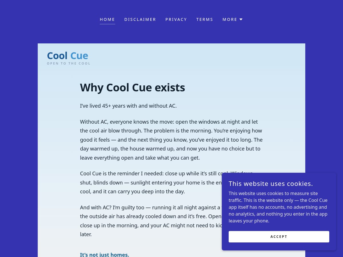 Landing-page snapshot of koolcue.com