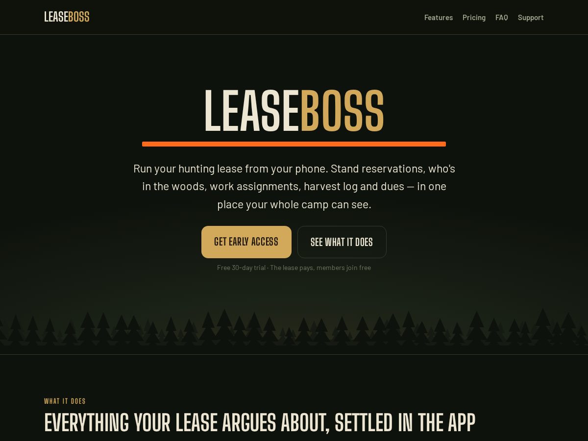 Landing-page snapshot of leaseboss.app
