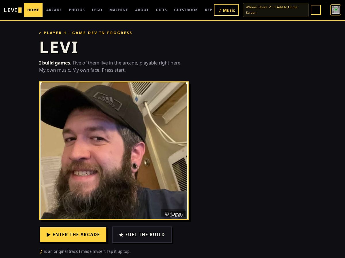Landing-page snapshot of levisarcade.online