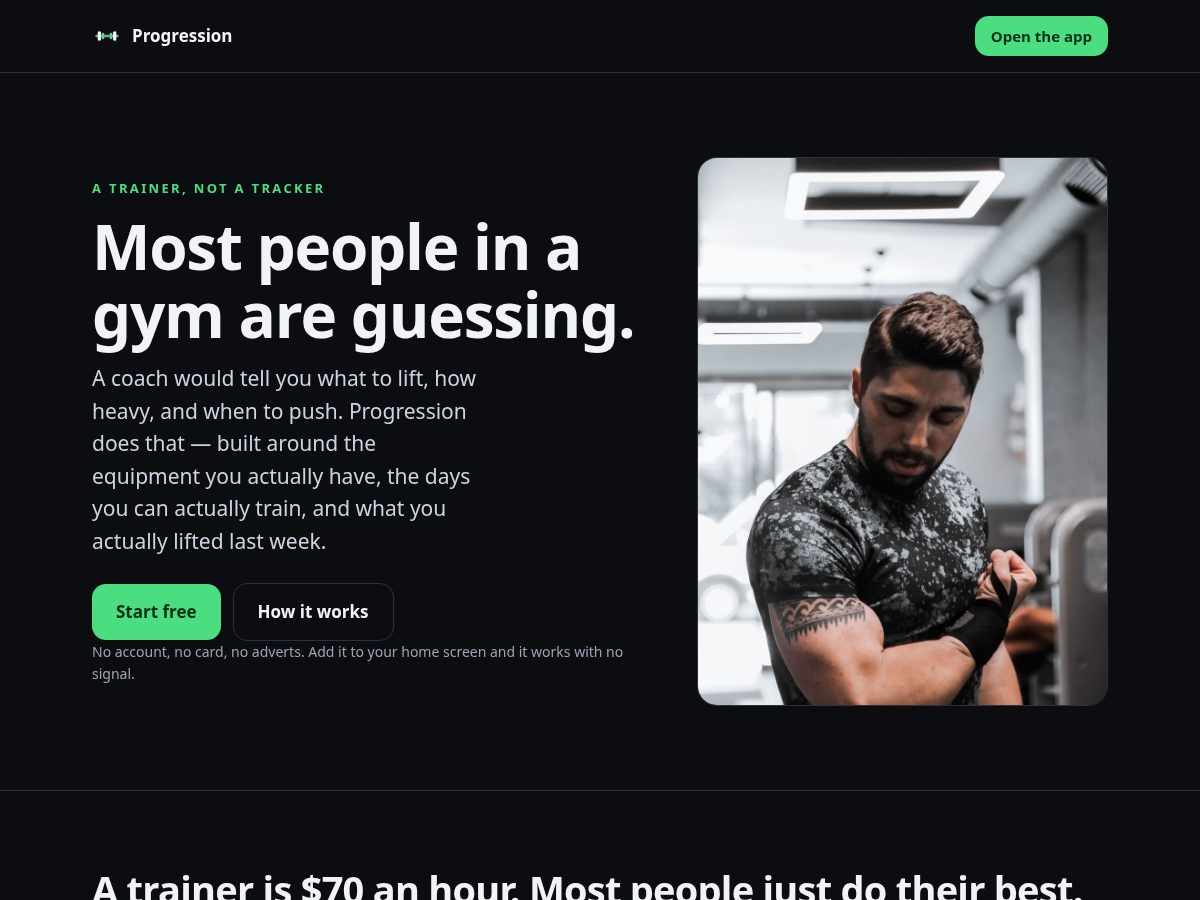 Landing-page snapshot of liftprogression.com