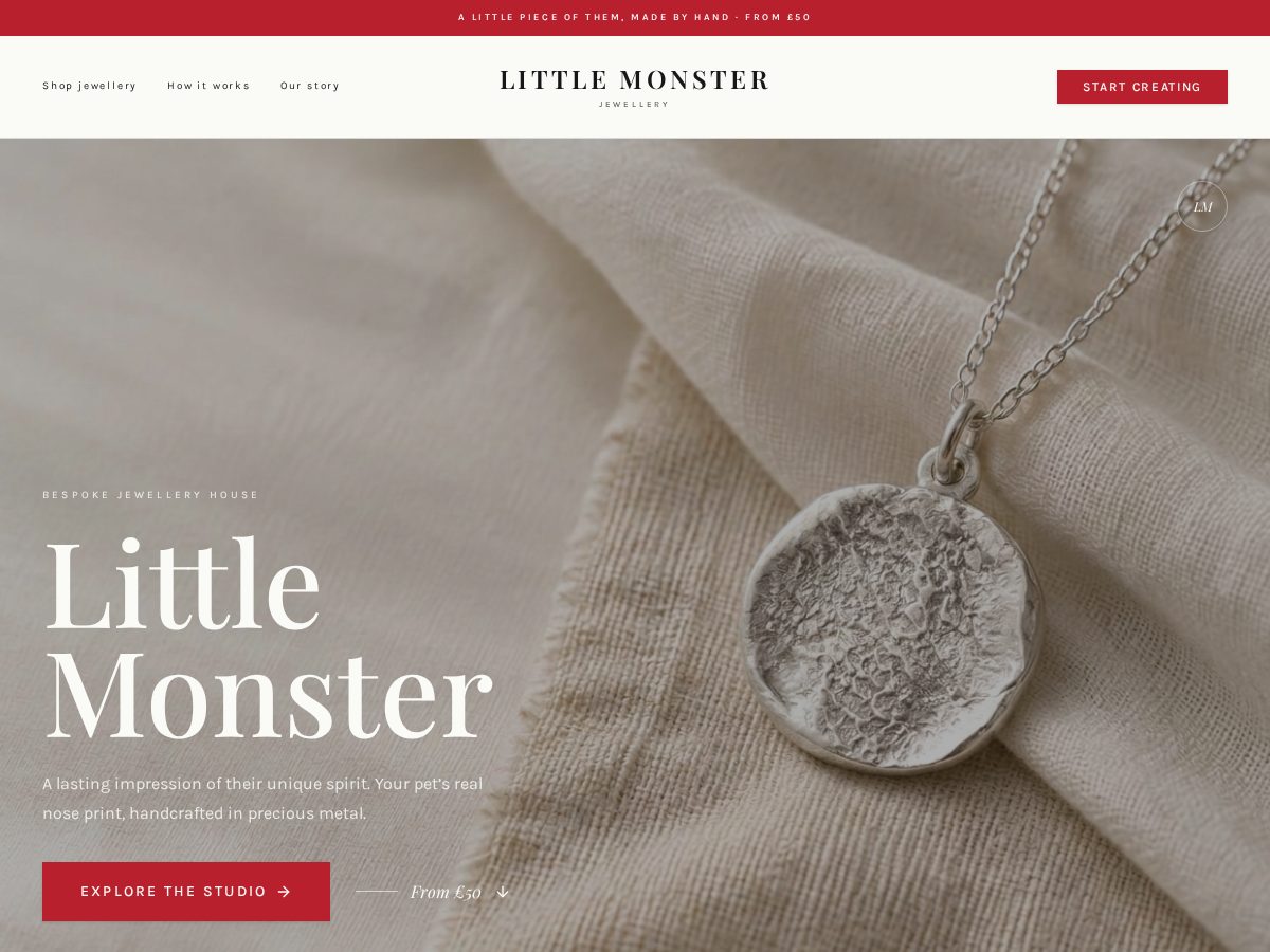 Landing-page snapshot of littlemonsterjewels.com