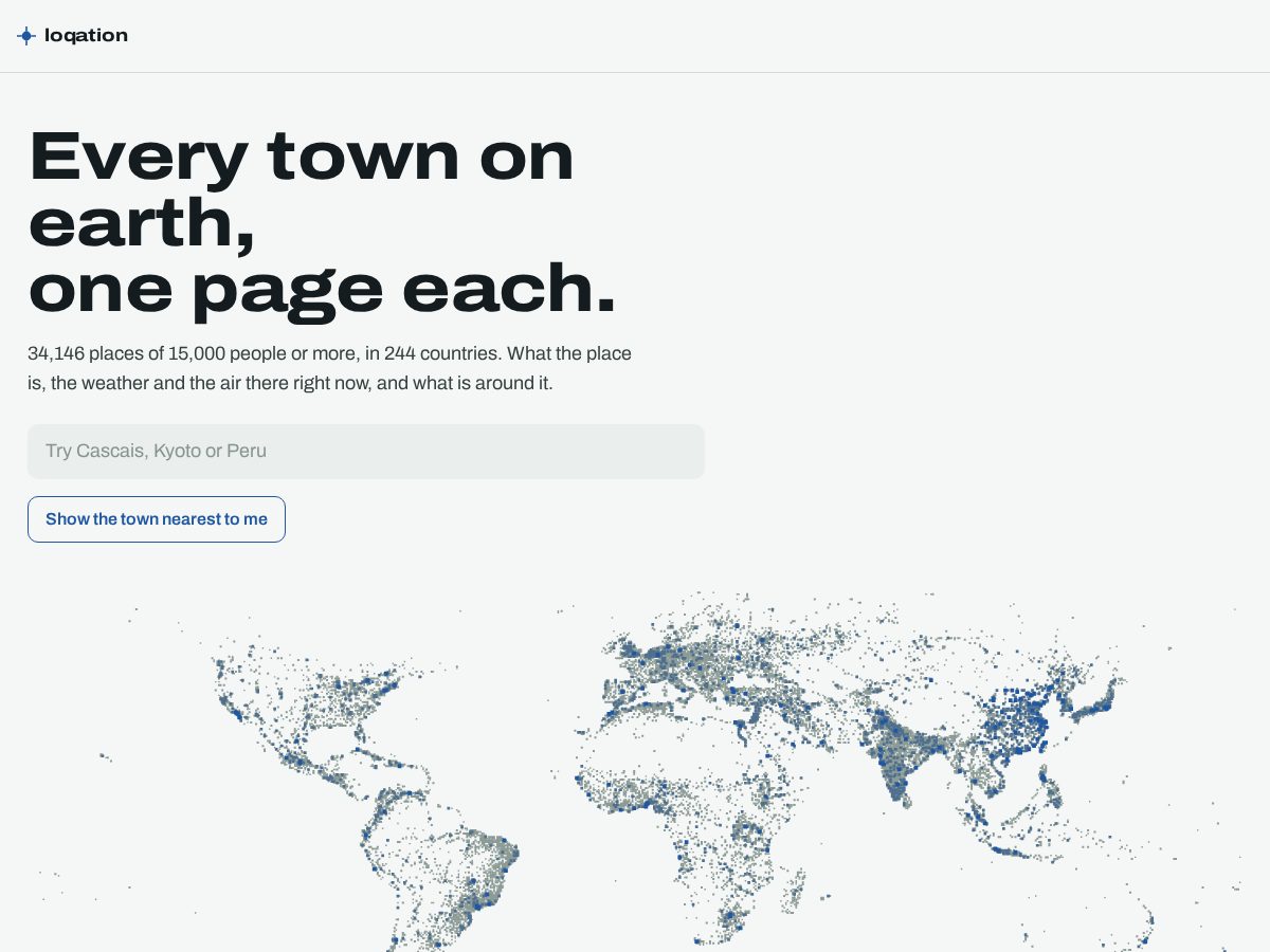 Landing-page snapshot of loqation.app