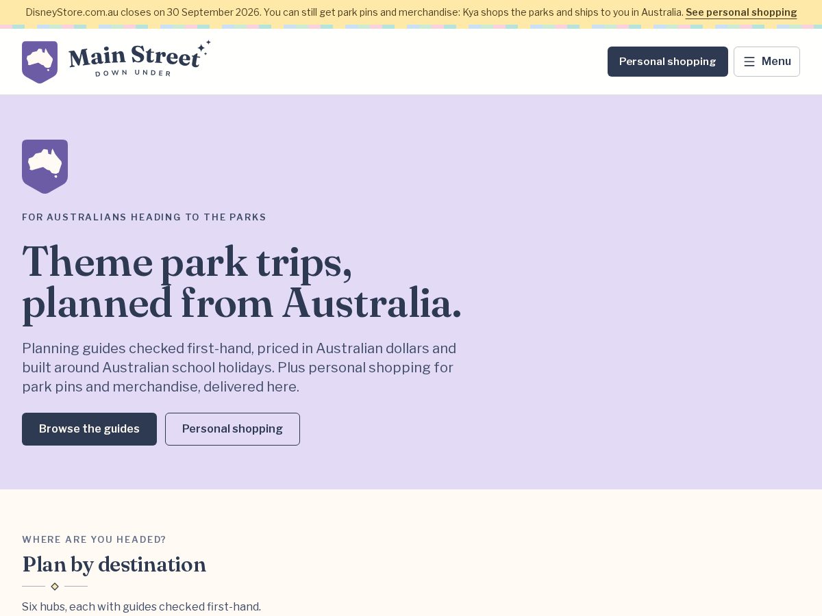 Landing-page snapshot of mainstreetdownunder.com
