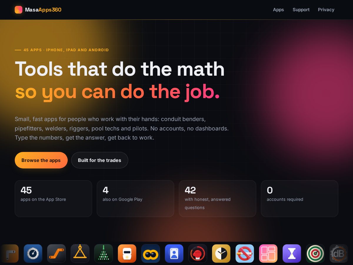 Landing-page snapshot of masaapps360.com