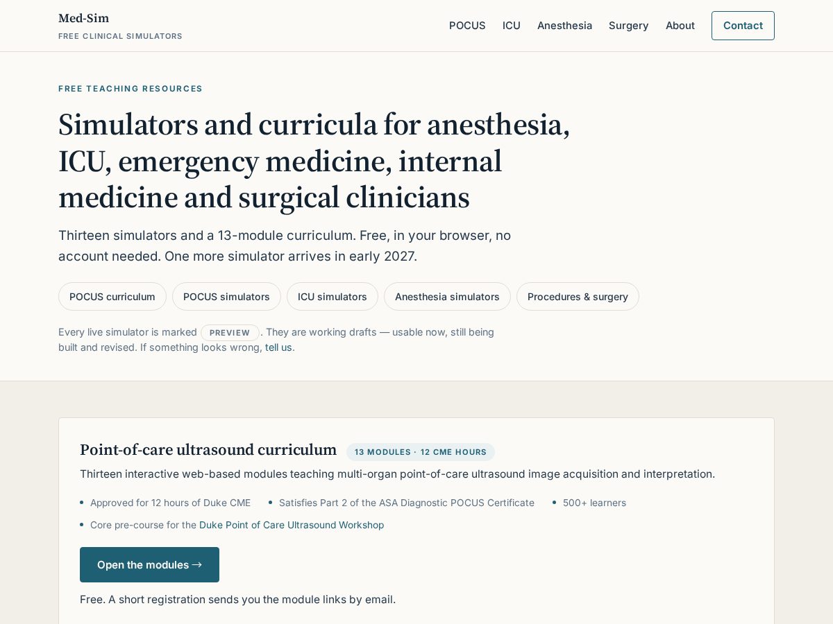 Landing-page snapshot of med-sim.com