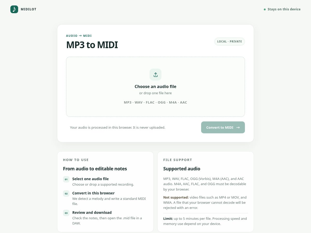 Landing-page snapshot of midilot.com