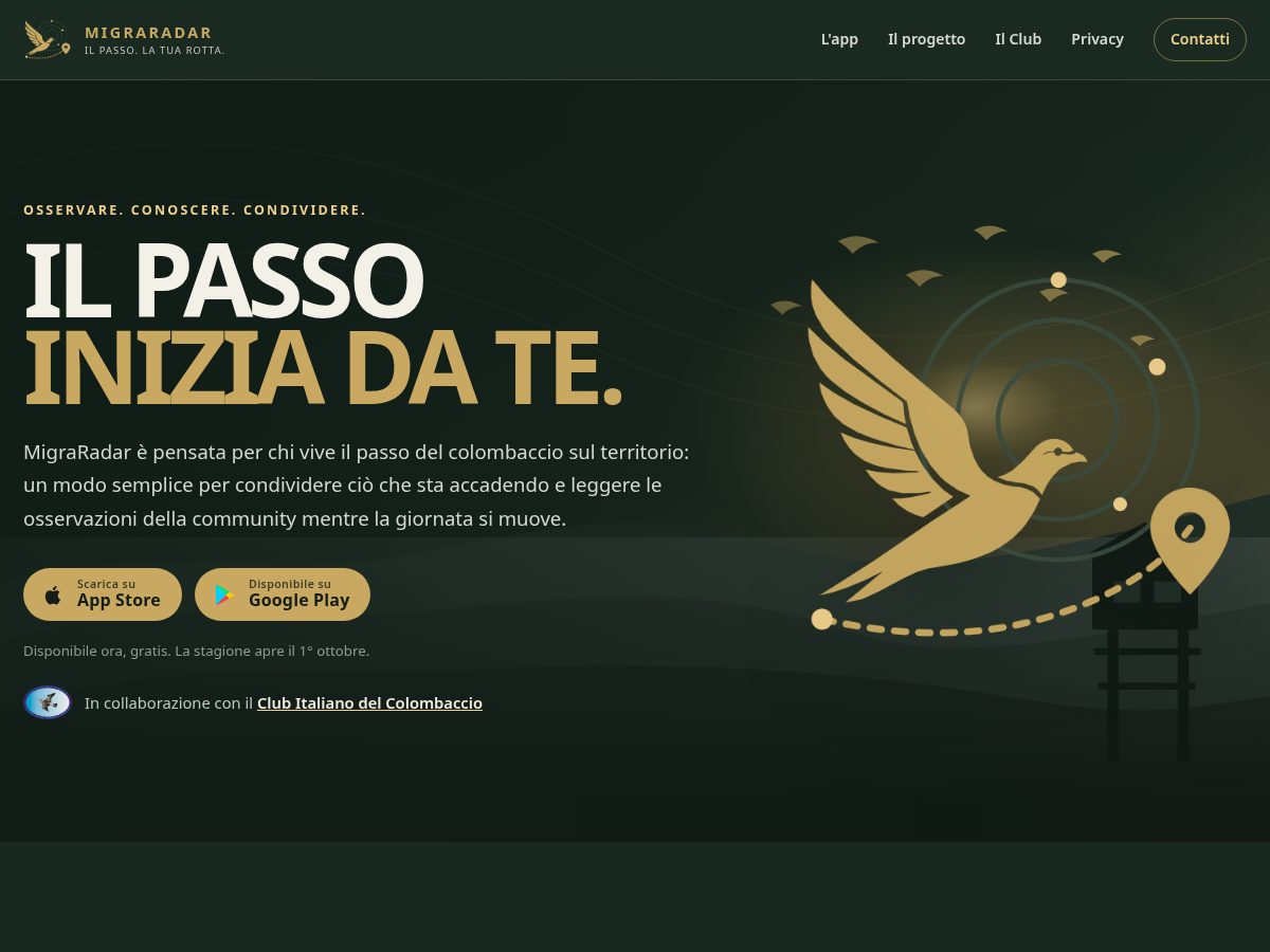 Landing-page snapshot of migraradar.com