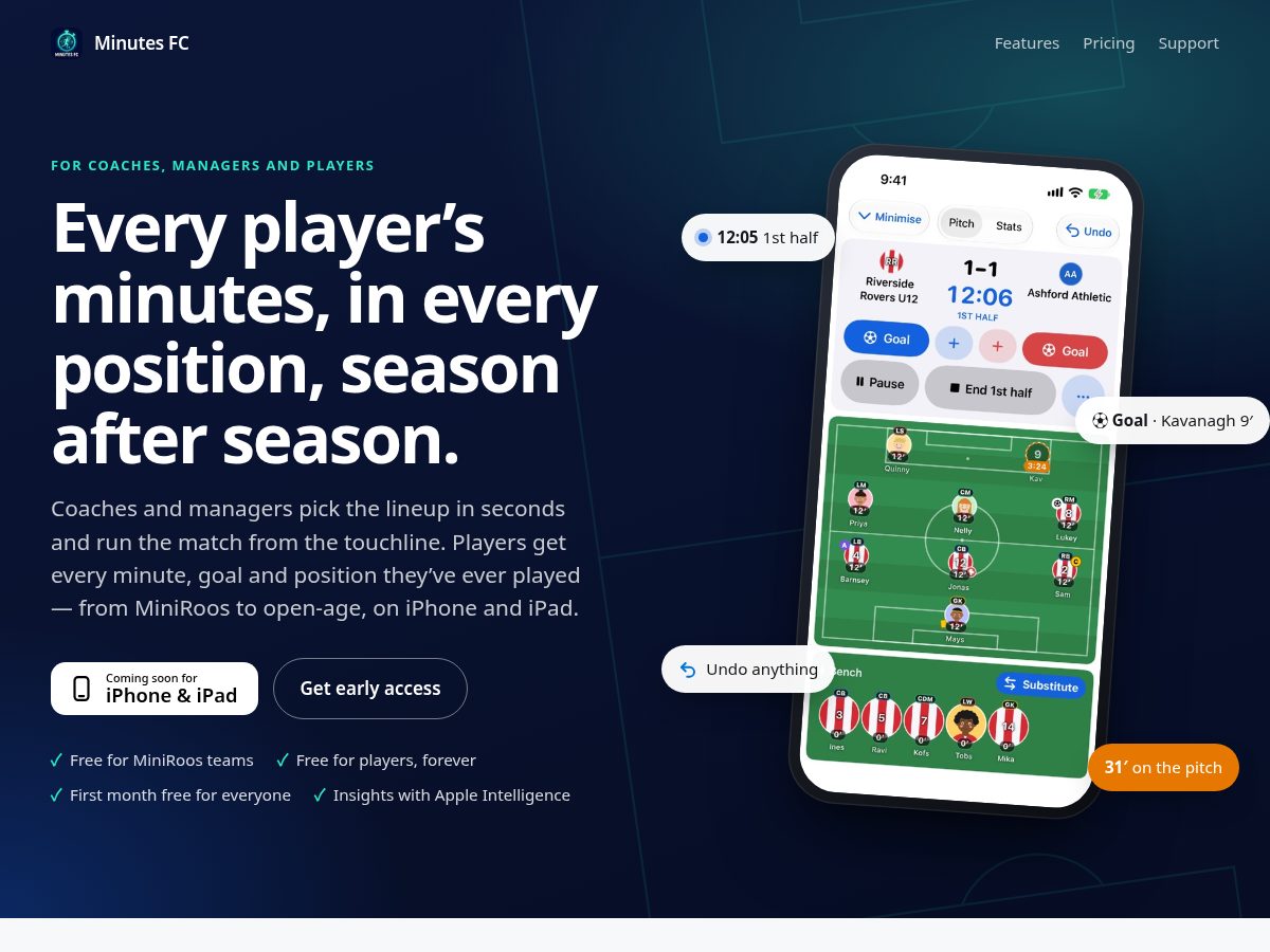 Landing-page snapshot of minutesfc.com
