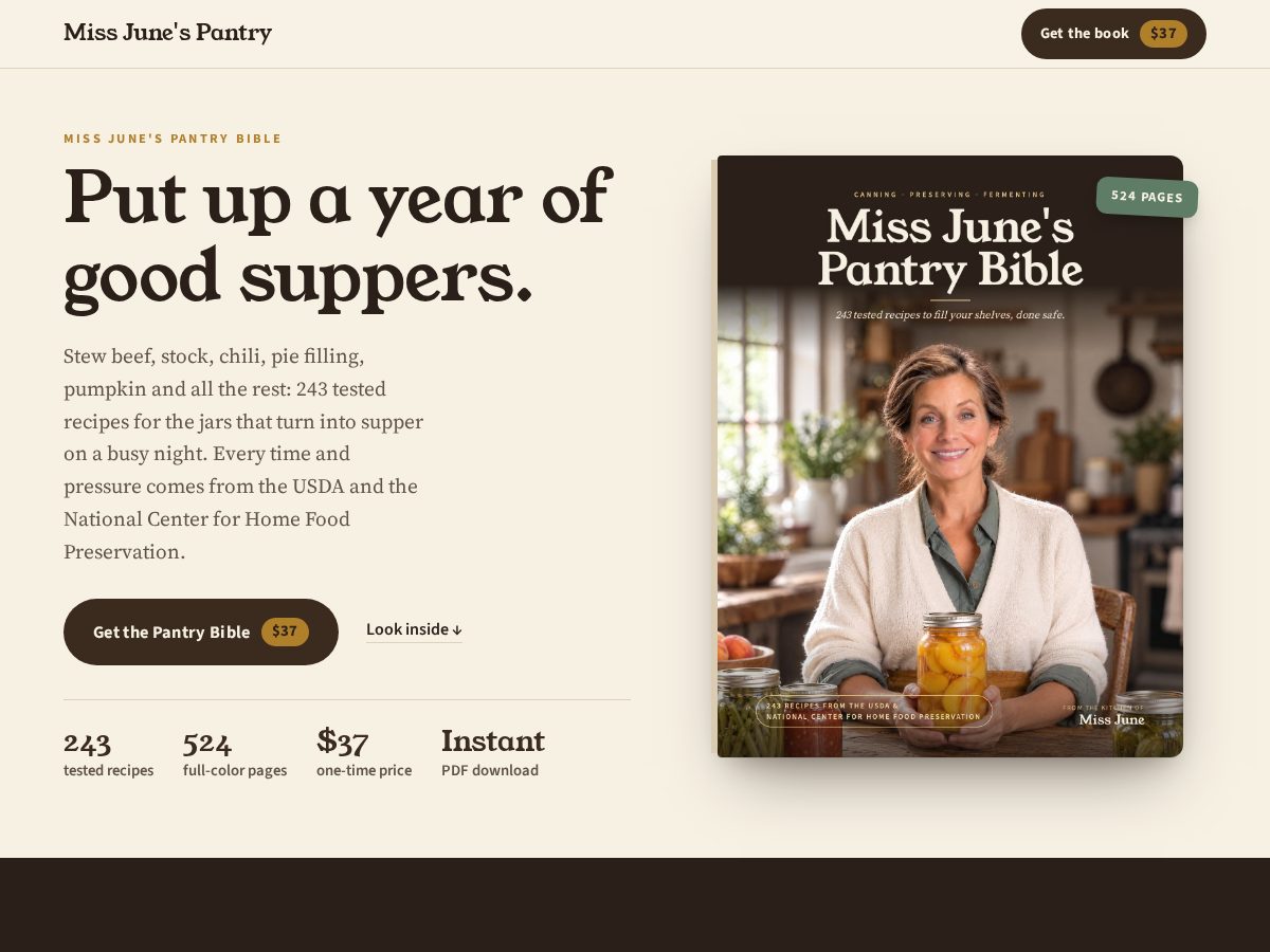 Landing-page snapshot of missjunespantry.com