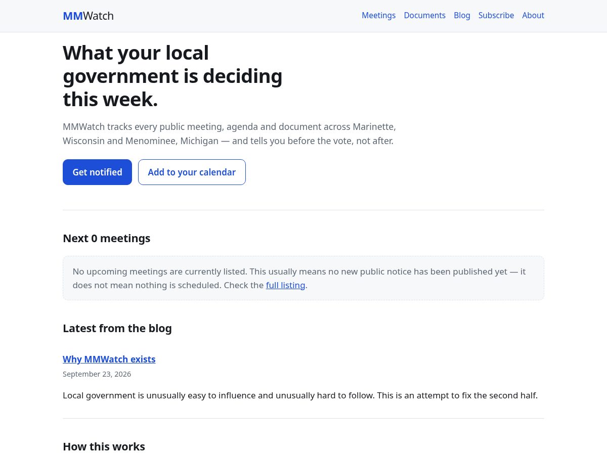 Landing-page snapshot of mmwatch.org