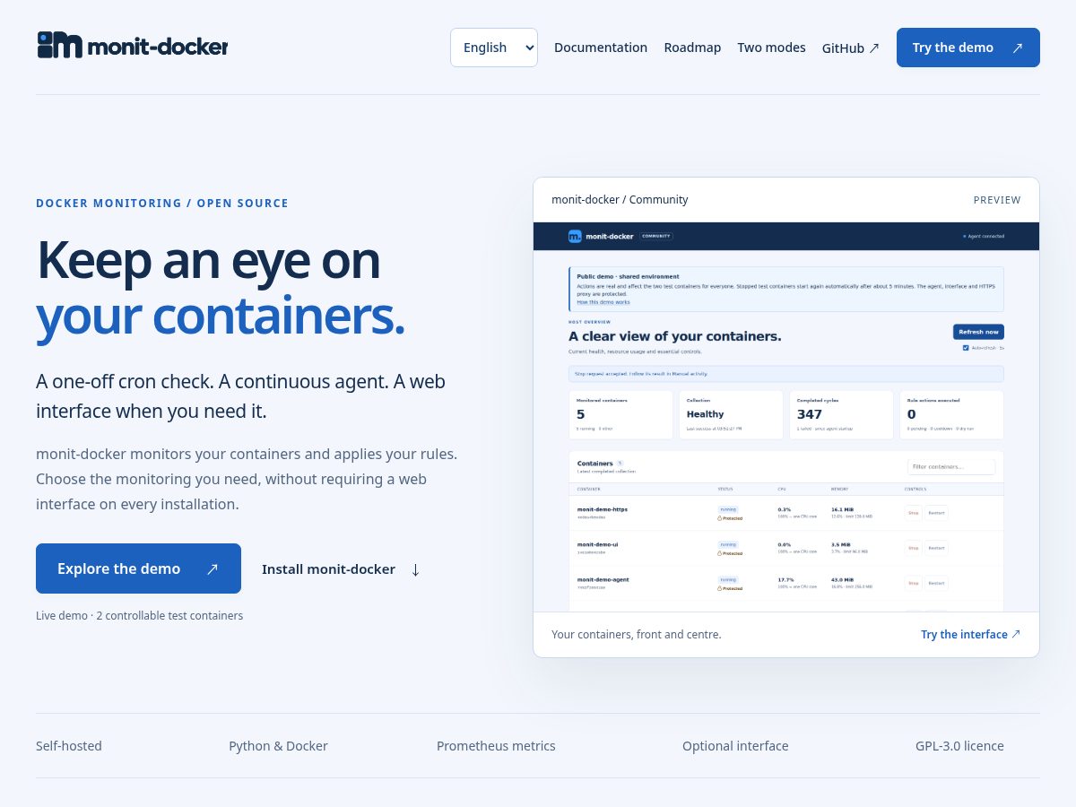 Landing-page snapshot of monit-docker.com