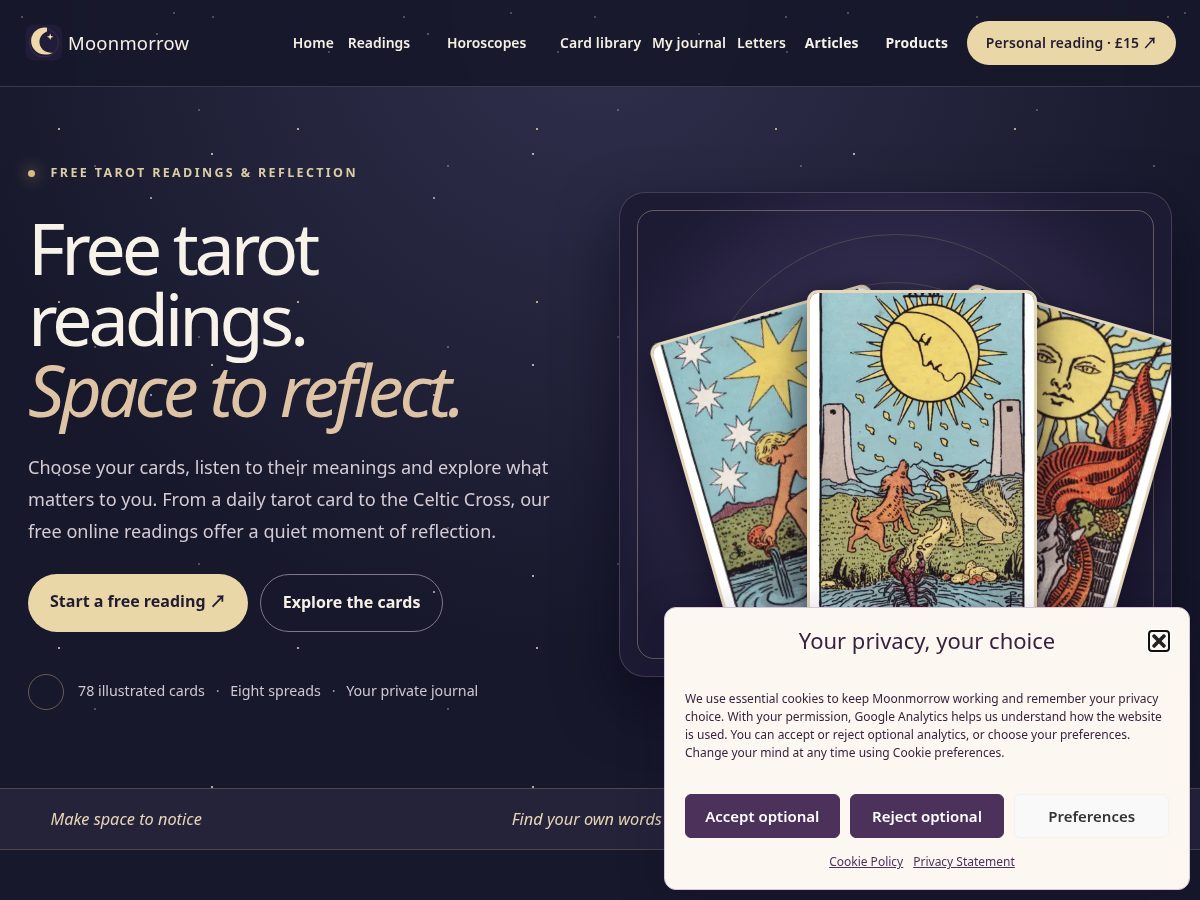 Landing-page snapshot of moonmorrow.com