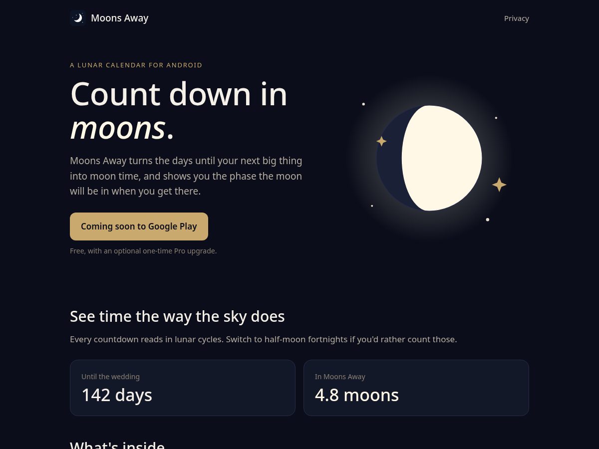 Landing-page snapshot of moonsaway.app