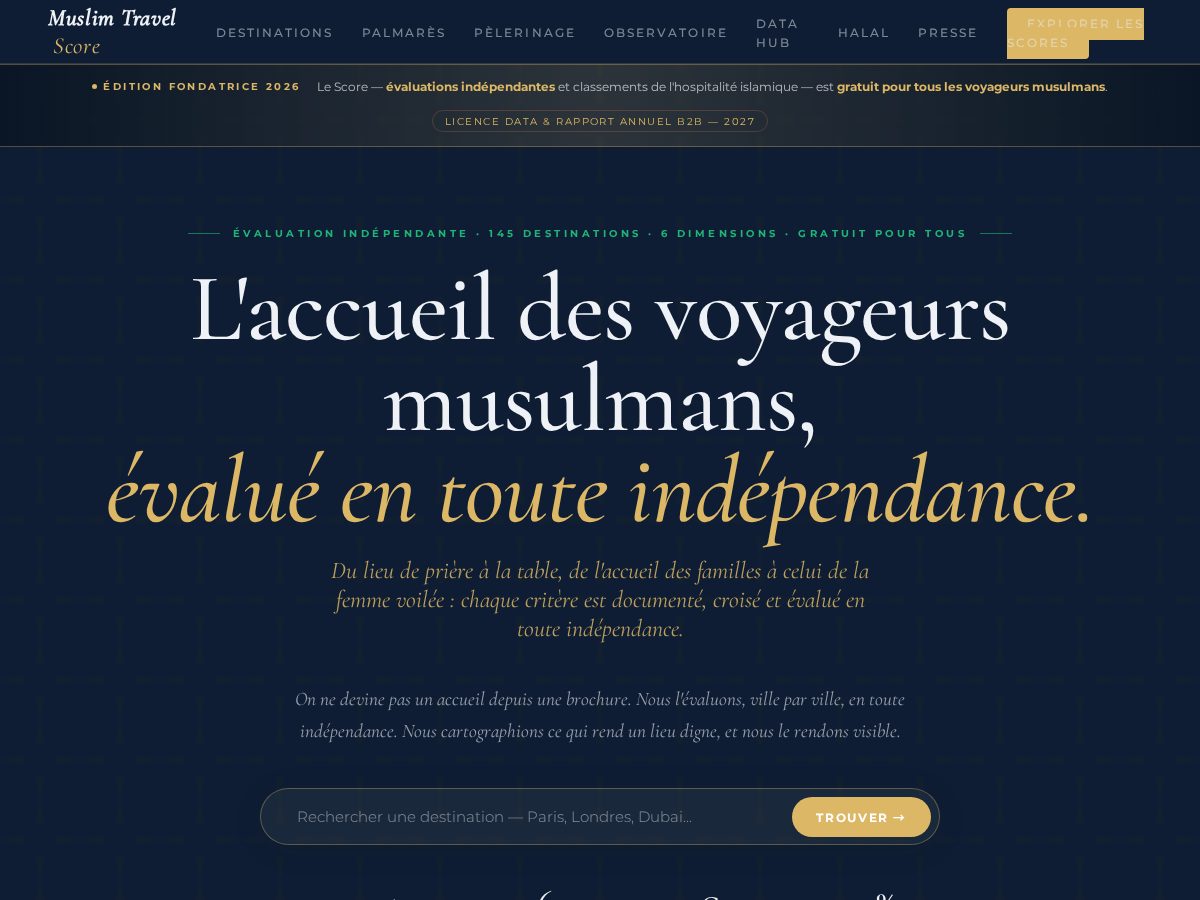 Landing-page snapshot of muslimtravelscore.com